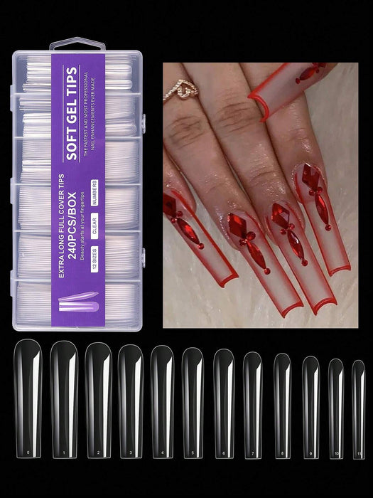 Shein 240 piezas Uñas postizas XXL súper largas estilo bailarina, uñas de gel mate de cobertura completa - Quierox - Tienda Online