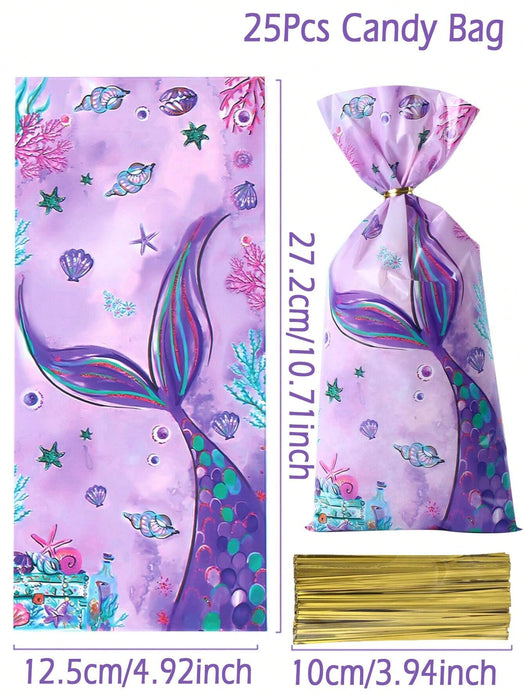SHEIN 25 bolsas de regalo de sirena moradas con cierre de alambre - Quierox - Tienda Online