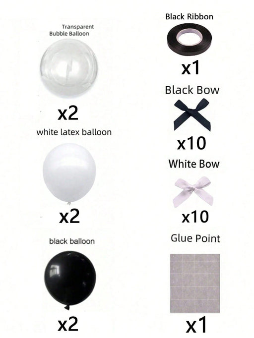 SHEIN 28 globos con lazo blanco y negro. Incluye globos de burbujas transparentes - Quierox - Tienda Online