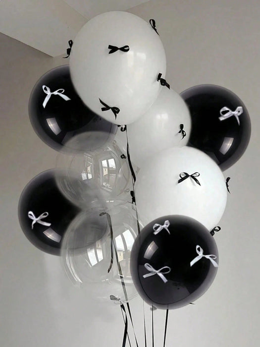 SHEIN 28 globos con lazo blanco y negro. Incluye globos de burbujas transparentes - Quierox - Tienda Online