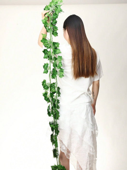 Shein 2M Planta artificial de hiedra verde con hojas de seda para colgar en la pared, decoración para el hogar - Quierox - Tienda Online