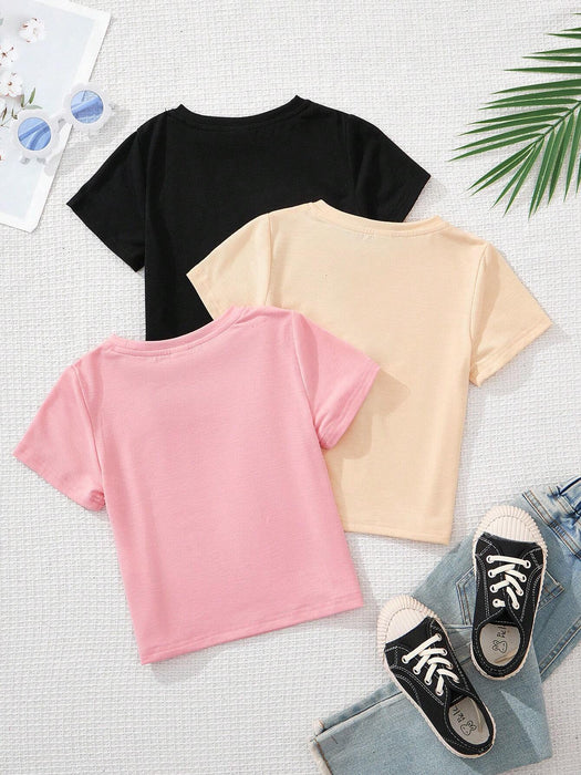 SHEIN 3 Camisetas casuales con estampado de dibujos animados - Quierox - Tienda Online