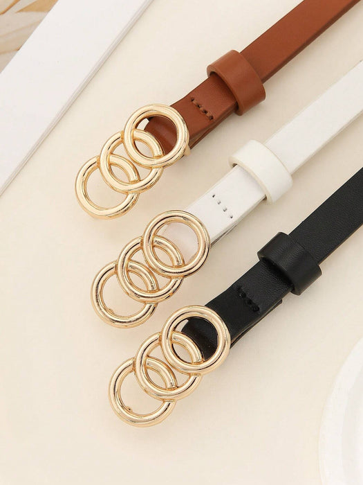 SHEIN 3 Cinturones fino básico con triple anilla multicolor, ideal para faldas informales de mujer - Quierox - Tienda Online