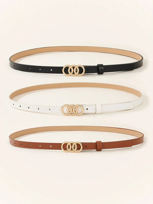SHEIN 3 Cinturones fino básico con triple anilla multicolor, ideal para faldas informales de mujer - Quierox - Tienda Online