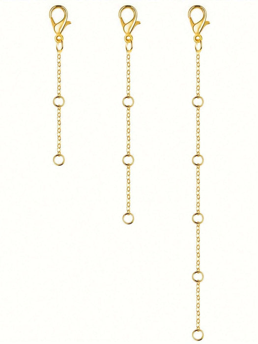 Shein 3 extensores de cadena de acero inoxidable dorados para collar - Quierox - Tienda Online