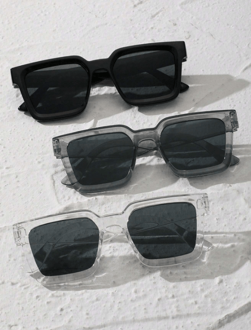 SHEIN 3 gafas clásicas de moda con montura cuadrada de plástico para hombre - Quierox - Tienda Online