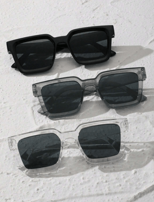 SHEIN 3 gafas clásicas de moda con montura cuadrada de plástico para hombre - Quierox - Tienda Online