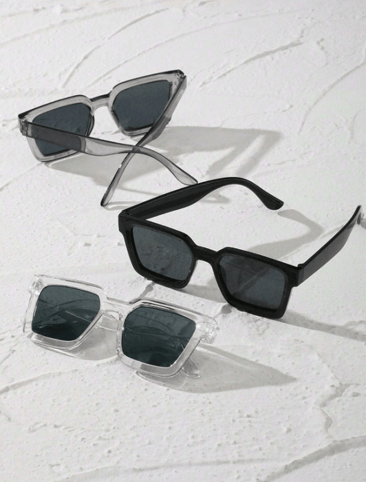 SHEIN 3 gafas clásicas de moda con montura cuadrada de plástico para hombre - Quierox - Tienda Online