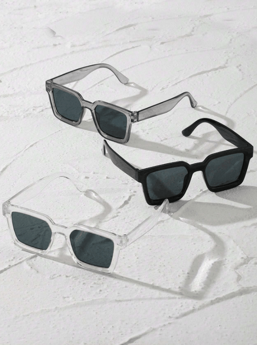 SHEIN 3 gafas clásicas de moda con montura cuadrada de plástico para hombre - Quierox - Tienda Online