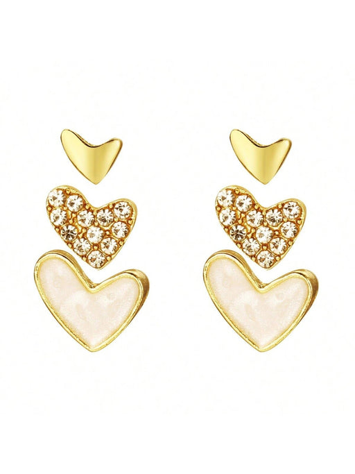 SHEIN 3 Pares de Aretes blancos con forma de corazón de estilo creativo y simple - Quierox - Tienda Online