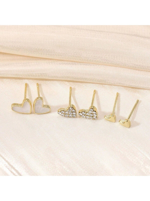 SHEIN 3 Pares de Aretes blancos con forma de corazón de estilo creativo y simple - Quierox - Tienda Online