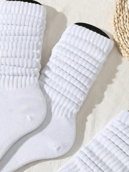 Shein 3 pares de calcetines casuales y versátiles de color blanco liso hasta la pantorrilla para hombre - Quierox - Tienda Online