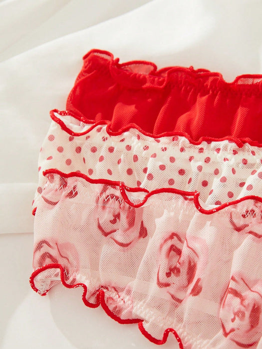 SHEIN 3 piezas Bragas con lazo delantero ribete en forma de lechuga - Quierox - Tienda Online