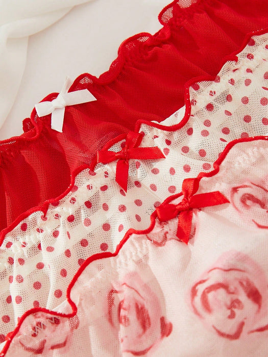 SHEIN 3 piezas Bragas con lazo delantero ribete en forma de lechuga - Quierox - Tienda Online