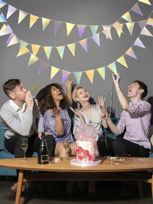 SHEIN 3 piezas Decoraciones de fiesta iridiscentes Banderín de triángulo - Quierox - Tienda Online