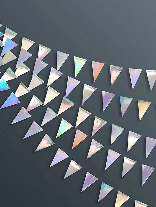 SHEIN 3 piezas Decoraciones de fiesta iridiscentes Banderín de triángulo - Quierox - Tienda Online