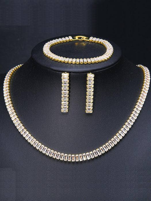 SHEIN 3 piezas/set de collar, pulsera y pendientes rectangulares - Quierox - Tienda Online