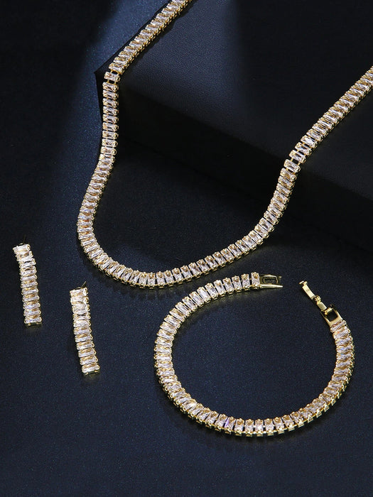 SHEIN 3 piezas/set de collar, pulsera y pendientes rectangulares - Quierox - Tienda Online