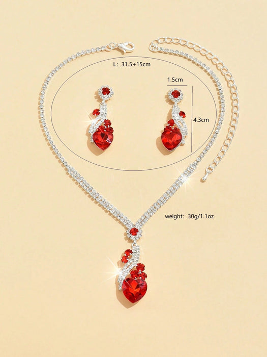 SHEIN 3 Piezas/set Juego De Collar Y Aretes Decorados Con Circonita Cúbica - Quierox - Tienda Online
