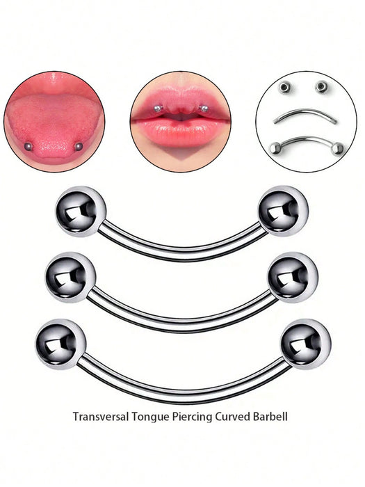 SHEIN 3 Piezas/set Piercing Transversal De Barra De La Lengua, Piercing - Quierox - Tienda Online
