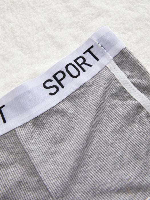 SHEIN 3 shorts deportivos con ribete de contraste y estampado gráfico de letras - Quierox - Tienda Online