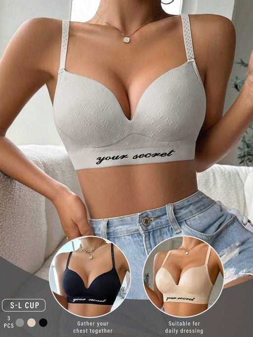 SHEIN 3 sujetadores sin aros, ropa interior cómoda y transpirable - Quierox - Tienda Online