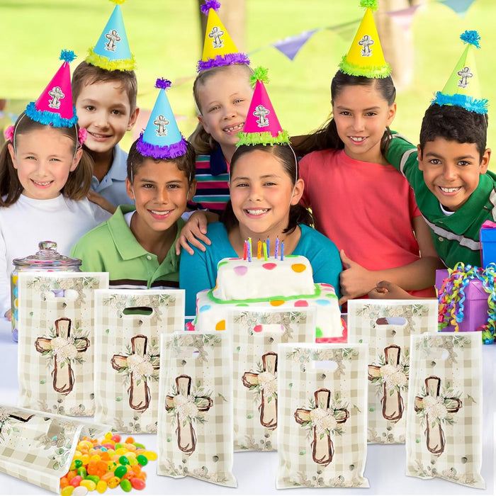 Shein 30 bolsas de regalo de fiesta con diseño floral blanco, impermeables, para bautismo, primera comunión, con asas - Quierox - Tienda Online