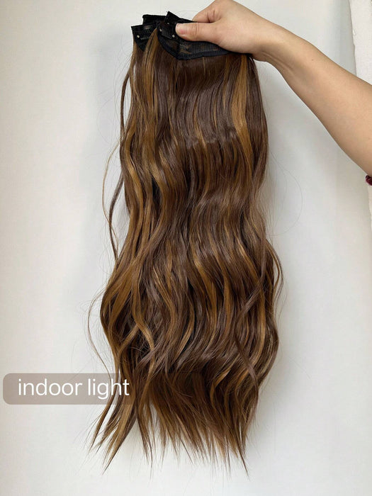 SHEIN 4 extensiones de cabello con clip, ondulado natural, sintético y rizado. - Quierox - Tienda Online