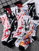 Shein 4 pares de calcetines casuales de barco con estampado de graffiti colorido para hombres - Quierox - Tienda Online