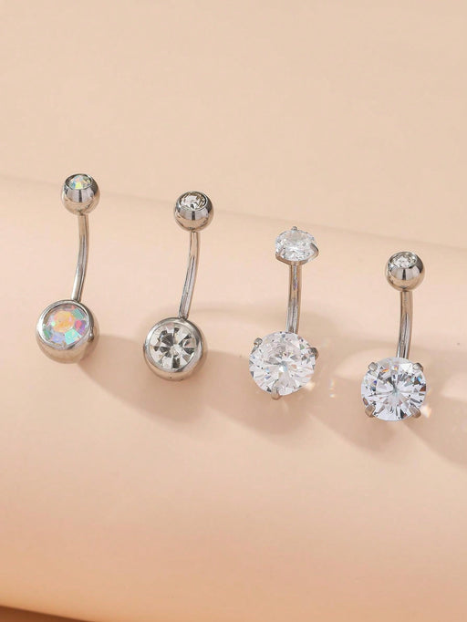 SHEIN 4 piercings de ombligo de acero inoxidable de estilo sencillo con arcilla suave - Quierox - Tienda Online