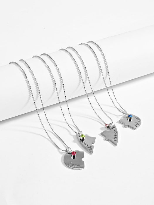 Shein 4 piezas Collar con diseño de diamante de imitación colgante de corazón - Quierox - Tienda Online