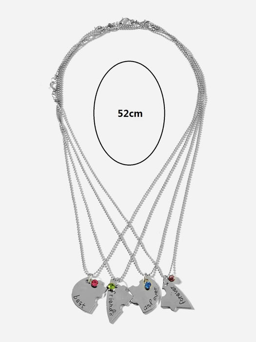Shein 4 piezas Collar con diseño de diamante de imitación colgante de corazón - Quierox - Tienda Online