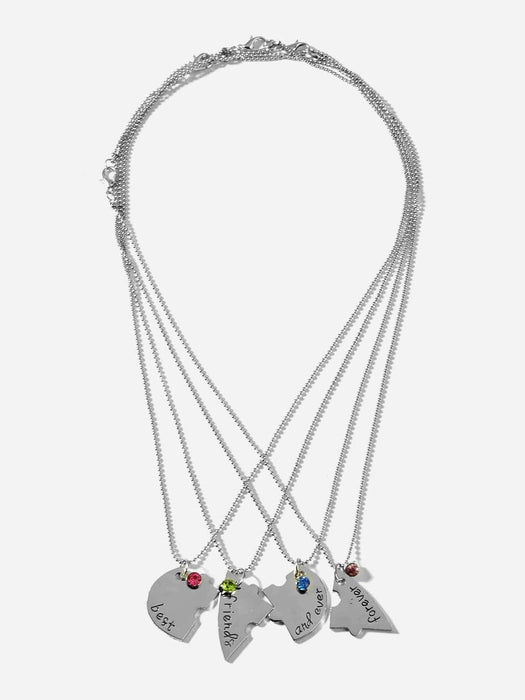 Shein 4 piezas Collar con diseño de diamante de imitación colgante de corazón - Quierox - Tienda Online