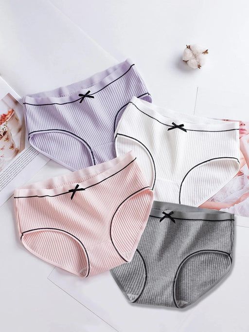 Shein 4 Piezas De Bragas Recortadas Para Niñas Con Detalles De Lazo - Quierox - Tienda Online