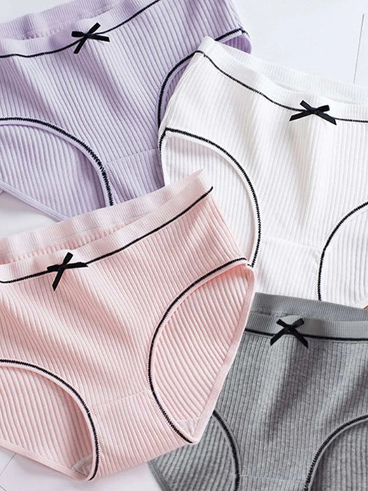 Shein 4 Piezas De Bragas Recortadas Para Niñas Con Detalles De Lazo - Quierox - Tienda Online