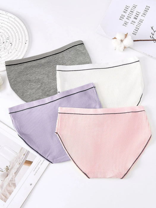 Shein 4 Piezas De Bragas Recortadas Para Niñas Con Detalles De Lazo - Quierox - Tienda Online