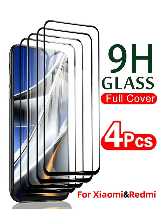Shein 4 piezas de protector de pantalla de vidrio templado que se ajusta a Redmi, cobertura completa - Quierox - Tienda Online