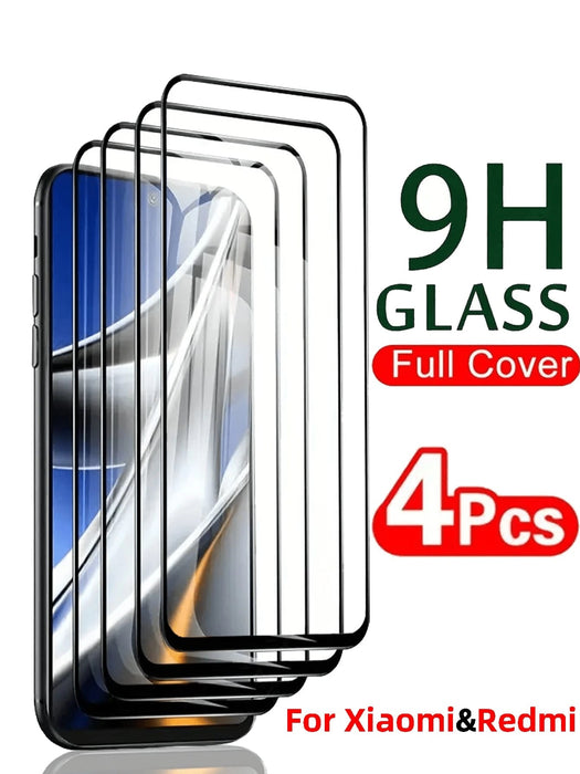 Shein 4 piezas de protector de pantalla de vidrio templado que se ajusta a Redmi, cobertura completa - Quierox - Tienda Online
