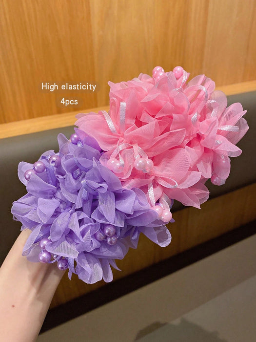 SHEIN 4 piezas de Scrunchies de pelo con flores lindas - Quierox - Tienda Online