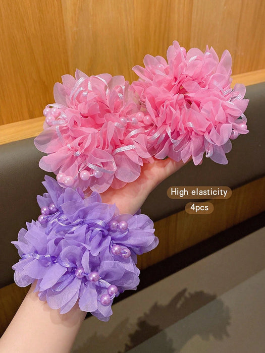 SHEIN 4 piezas de Scrunchies de pelo con flores lindas - Quierox - Tienda Online