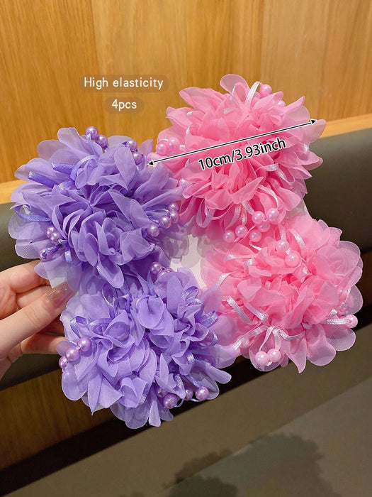SHEIN 4 piezas de Scrunchies de pelo con flores lindas - Quierox - Tienda Online