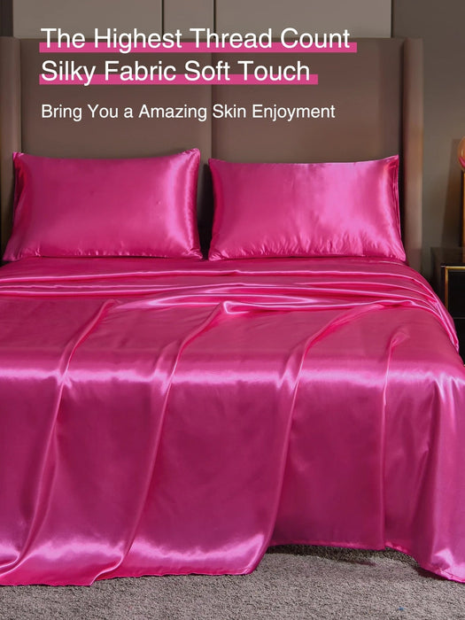 SHEIN 4 piezas Set colcha liso de satén sin relleno - Quierox - Tienda Online