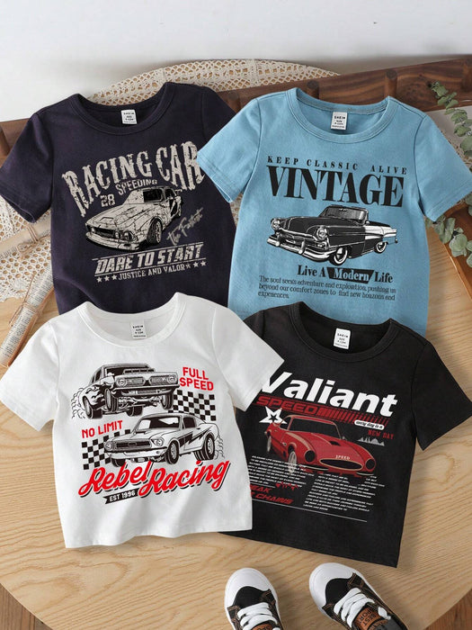 SHEIN 4 piezas/Paquete Camisetas de manga corta de cuello redondo - Quierox - Tienda Online