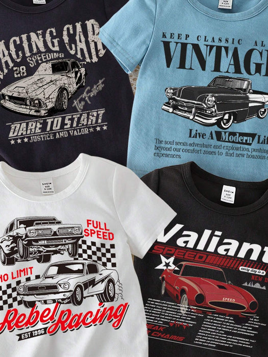 SHEIN 4 piezas/Paquete Camisetas de manga corta de cuello redondo - Quierox - Tienda Online