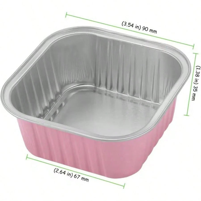 SHEIN 40 piezas Tazas de hornear cuadradas de aluminio rosa duraderas con tapas - Quierox - Tienda Online