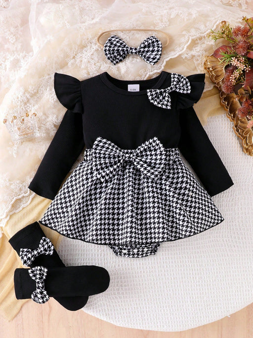 SHEIN 4pcs/Set Conjunto de vestido body para bebé niña con estampado - Quierox - Tienda Online