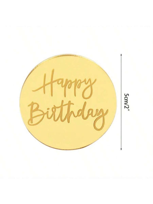 Shein 5 adornos para cupcakes de feliz cumpleaños, círculos acrílicos dorados - Quierox - Tienda Online