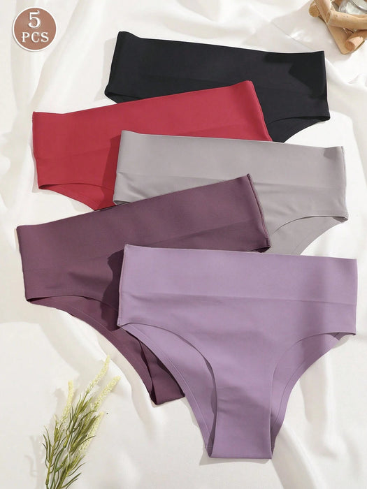 SHEIN 5 bragas de mujer de cintura alta lisa y sin costuras con cinturas anchas - Quierox - Tienda Online