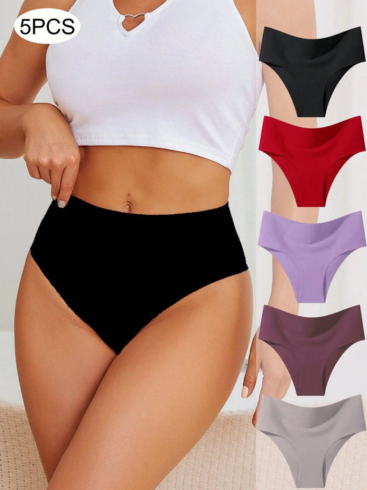 SHEIN 5 bragas de mujer de cintura alta lisa y sin costuras con cinturas anchas - Quierox - Tienda Online