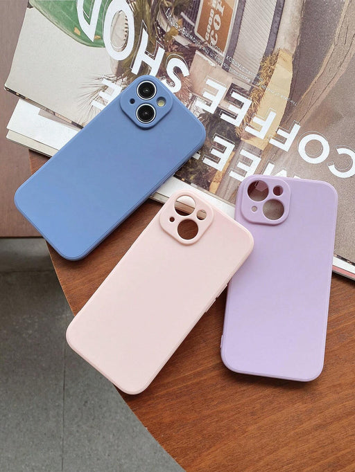 Shein 5 fundas de teléfono con color dopamina, fundas minimalistas de color liso, fundas con protección para lentes - Quierox - Tienda Online